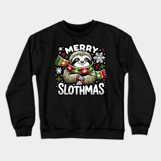 Merry Slothmas Funny Sloth Lovers Christmas Crewneck Sweatshirt